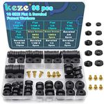 KEZE 96 PCS 10 Size Faucet Washers Assorted Kit with Brass Bibb Screws Assortment Flat and Beveled Rubber Washer for DIY Outdoor Faucets Stem Leak Worn Out Seal Repair