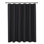 Biscaynebay Hotel Quality Fabric Shower Curtain Liners, Water Resistant Bathroom Curtains, Rust Resistant Grommets Top Weighted Bottom Machine Washable, Black 72 Inch by 72 Inch