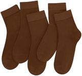 SERISIMPLE Women Thin Viscose Bamboo Socks Crew Lightweight Above Ankle Casual Dress Sock For Ladies Bootie Trouser 5 Pairs (Large, Brown)