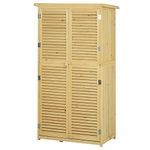 Outsunny 3' x 5' Wooden Garden Storage Shed, Sheds & Outdoor Storage with 2 Large Wood Doors, Lock and Asphalt Roof, Natural