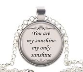 You are my Sunshine Quote Necklace, Silver Fun Quote Pendant, Unique Jewellery Gift Idea for Women