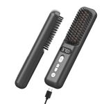 3 in 1 Cordless Hair Straightener Brush - 10000mAh Portable Negative Ion Hot Comb with Anti-Scald MCH Fast Heating, 9 Temp Settings, LED Display, Rechargeable Hair Straightener Comb for Travel