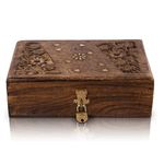 Great Birthday Gift Ideas Handmade Decorative Wooden Jewelry Box With Free Lock & Key Jewelry Organizer Keepsake Box Treasure Chest Trinket Holder Lock Box Watch Box 8 x 5 Inch