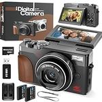 Digital Camera, Cameras for Photography,4K&48MP Video Camera, Vlogging Camera for YouTube, Compact Small Camera with Two Batteries, Digital Point and Shoot Camera with 16X Zoom