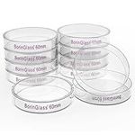 BorinGlass Glass Petri Dishes, Autoclavable Glass Cell Culture Dishes Lab Dishes with Clear Lid, 60x15 mm, Pack of 10