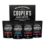 Gourmet Coffee Sampler Gift Box Set | Ground Coffee 4 bags | 1lb Total | Single Origin Organic Sumatra Dark, Kenya AA Medium-Dark, Rwanda Medium, Ethiopian Medium-Light,1lb Total