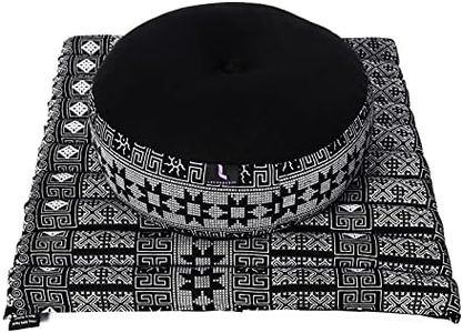 Leewadee Meditation Cushion Set – 1 Small Zafu Yoga Pillow and 1 Small Roll-Up Zabuton Mat Filled with Kapok, Black