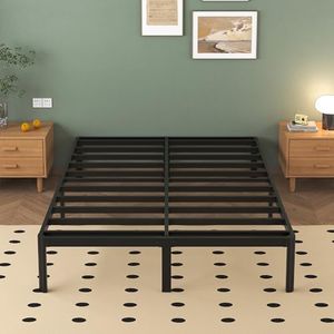 Lutown-Teen Marco de cama tamaño king de 1,5 m con patas de esquina redondeadas, cama de metal resistente, cama king size de 36 cm de alto, sin ruido, fácil montaje
