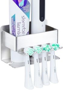 Soporte para Cepillo de Dientes eléctrico sin taladrar, Porta Cepillo de Dientes, Portacepillos de Dientes Pared, Porta Cabeza de Cepillo de Dientes, Dispensador de Pasta de Dientes,Acero Inoxidable