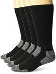 Carolina Ultimate mens Steel Toe Boot Cushion Work Crew Socks 4 Pair Pack, Black, Large