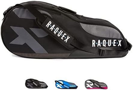 Raquex Racket Bag - for Tennis, Squash & Badminton Racquets. Holds up to 6 Racquets + Accessories + Shoes (Black)