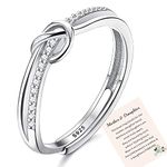 The Love Between Mother and Daughter is Forever Mother Daughter Ring, Love Knot Silver Ring for Women Forever Linked Mum And Daughter Rings Adjustable Thumb Rings (B)