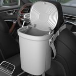 Waterproof Car Trash Bin: 1.9 Gallon Soft Silicone Hanging Garbage Can for Car with Lid, Easy to Clean Multi-Purpose Garbage Can for Car