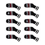 Scott Edward 10 Pcs Golf Club Head Covers for Irons Cuteness Basically Socks Shape Washable Durable Golf Club Head Protector Double Sided Knit for All Brands Callaway, Ping, Taylormade, Cobra Etc