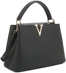 EVVE Women's Small Satchel Bag Classic Top Handle Purses Fashion Crossbody Handbags with Shoulder Strap, Black