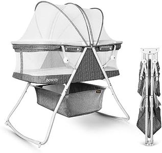 besrey Bassinet for Baby, Portable Baby Bassinets, Rocking Cradle Bed, Easy Folding Bedside Sleeper Crib, Quick-Fold for Newborn Infant, up to 19.8 lb Compact Storage, Mattress and Net Included