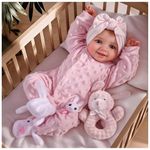 BABESIDE Reborn Baby Dolls Sunny - 17Inch Cute Soft Vinyl Realistic Baby Doll Girl Poseable Smiling Real Life Baby Dolls with Complete Accessories for 3+ Years Old Gifts