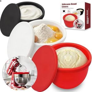 Bohiimia Silicone Bowl Liners for KitchenAid 5 Qt Tilt-Head Mixer, 3 Pack with Lids, Non-Stick and Effortless Cleanup, Easy to Store, Dishwasher Microwave Safe Kitchen Aid Accessories and Attachments