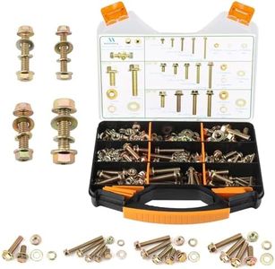 568pcs SAE 1/4" 5/16" 3/8" 1/2" Flange serrate Bolt and nut,Spring and Flat Washer Assortment Kit by Color Galvanization,Alloy Steel,Grade 5,Length 1/2" to 2-1/2",23 Common Size.