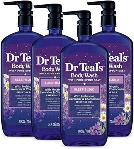Dr Teal's Body Wash with Pure Epsom Salt, Sleep Blend with Melatonin, Lavender & Chamomile Essential Oils, 24 fl oz (Pack of 4) (Packaging May Vary)