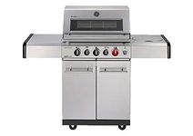 Enders Kansas Pro 3 SIK Turbo Gas Barbecue 3-Burner Stainless Steel with Cooker, Backburner, Viewing Window and Turbo Zone, Heat Range Burner Technologies and Simple Clean #8709