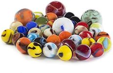 Glass Marbles Bulk, Set of 40, (36 Players and 4 Shooters) Assorted Colors, with Game Marbles Rules.