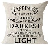 Happiness Can Be Found Even in The Darkest of Times If One Only Remembers to Turn On The Light Cotton Linen Square Throw Waist Pillow Case Decorative Cushion Cover Pillowcase Sofa 18"x 18" inches