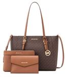 Michael Kors Charlotte Large 3-in-1 Tote Crossbody Handbag Leather, Brown Signature