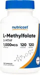 Nutricost Methylfolate 1000mcg, 120 Vegetarian Capsules - Gluten Free, Non-GMO