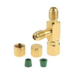 Aupoko Quick Coupler Access Tee, 1/4'' Valves Core Tee Adapter with Swivel Connector for Gauge Deep Vacuum Pump Manifold