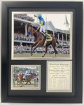 Championsip Racehorse Collectible Memorabilia | Triple Crown Racehorses | Framed Photo Collages | 12"x15" (American Pharoah)