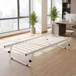 Panana White 3FT Single Metal Frame Under Bed Guest Trundle Bed For Adults & Kids (White, Trundle Bed)