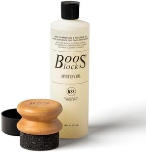John Boos 2-Piece Care Set, 16 oz Mystery Oil & Round Beechwood Applicator - All-Natural Maintenance Formula for Butcher Blocks, Cutting Boards, Wooden Countertops & Wood Utensils