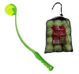 Best House Dog Ball Launcher Thrower Dog Toy + 12 PCS Dog Pet Balls, Tennis Ball Hands Free Pick Up and Throw Play and Great Fun for Dogs Puppy Exercise & Training