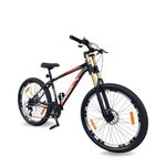 RIDERBOY 26T Steel Frame Mountain Bike with Double Crown Suspension, 21 Speed Gear, Disc Brakes, 18 Inch Frame