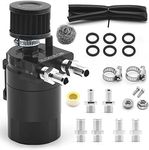 muge racing Universal Oil Catch Can Tank Kit Polish Baffled Reservoir with Breather Filter with 3/8" Fuel Line,Aluminum,Black,400ml