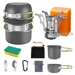 AUTOPkio Camping Cooking Set, Outdoor Camping Pans Pots and Stove - Non Stick Folding Cookware Kit for BBQ Picnic Hiking Backpacking Travel 1-2 Person Use