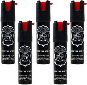 Police Magnum Compact Pepper Spray Self Defense- Tactical Maximum Heat Strength OC- Small Discreet Carry Canister- Made in The USA- 5 Pack 3/4oz TL