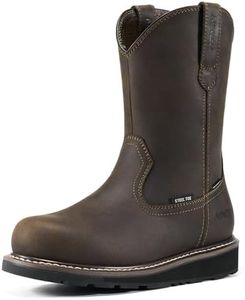 NINGO Steel Toe Boots for Men, Waterproof and Slip Resistant Work Boots for Men, Comfortable Pull On Wellington Leather Safety Shoes, Indestructible EH Protection for Construction, Industrial, Farm
