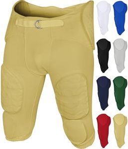 Exxact Sports Proline Youth Integrated Football Pants with 7 Flex Pads, Lightweight Football Practice Pants for Protection (YM, Vegas Gold)
