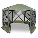 Tangkula 11.5x11.5 Ft Pop Up Gazebo with Netting, Portable Screen Tent with 6 Sided Mesh Walls, 2 Sunshade Cloths, Outdoor Instant Canopy Shelter with Carry Bag for Camping, Lawn, Backyard