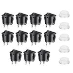 URAQT Round Rocker Switch, 11Pcs 2 Pin AC 10A/ 125V 6A/ 250V ON/OFF Button Power Switch, Snap-in Mini Toggle Switch for Car Truck Motorcycle Boat Marine