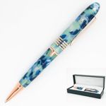 Monteverde USA Mountains of the World Blue Mountain Ballpoint Pen, Polished Chrome Trim, Ergonomic Clip, Durable Acrylic Resin, High-End Writing Instrument