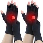 Kecartu 2 Pairs Compression Gloves for Rheumatoid Arthritis, Osteoarthritis, Carpal Tunnel Pain, Fingerless Arthritis Hand Gloves for Women Men Support Work&Computer Typing (Pure Black,Medium)