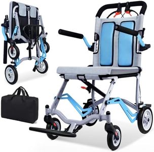 WEYRAL Super Lightweight (Only 19lbs) Portable Transport Travel Wheelchair, Folding Transit Wheelchairs for Adults and Seniors Support 220lbs, Lightweight Aluminum Wheelchair for Elderly Blue