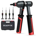 Rivet Nut Gun Tool, Effort-Saving Rivnut Tool Set, Professional Ratchet Nutsert Tool Kit, Nutsert Gun Kit with M4, M5, M6, M8 Mandrels, Hand Nutsert Thread Setter with Rugged Carry Case
