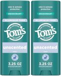 Tom’s of Maine Unscented Aluminum Free Natural Deodorant For Women & Men | Goes on Clear | Odor & Wetness Protection | Naturally Derived and Moisture-Locking Ingredients | 3.25 oz (2 Pack)