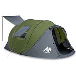 AYAMAYA 6 Person Pop Up Tents for Camping - Waterproof Instant Tent Upgraded 2 Doors with Vestibule & Porch, Double Layer Large Size Family Easy Tent Automatic Setup for 4-6 People Camping Hiking