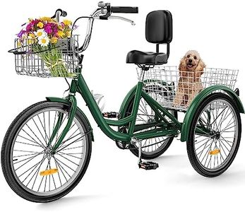 YITAHOME 26 Inch Adult Tricycle, 1 Speed 3 Wheel Bikes, Trike Bike for Adults with Removable Front & Rear Baskets, for Women Seniors Men Picnic Outdoor Sports Shopping, Green