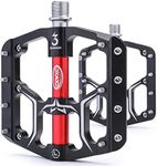 Road/Mountain Bike Pedals - 3 Bearings 9/16” Aluminum Alloy Bicycle Pedals - Mountain Bike Pedal with Removable Anti-Skid Nails